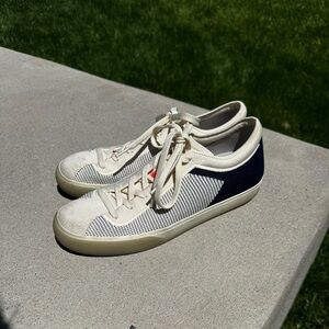 Rothy's navy and white lace up sneaker